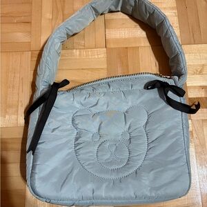 Quilted Bear Tote Bag in Baby Blue